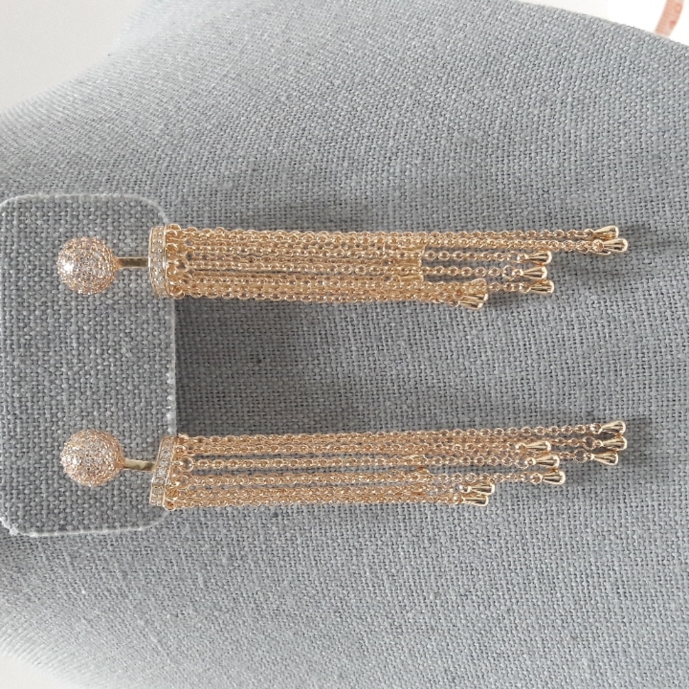 18K Yellow Gold plated Chandelier Earrings Austrian Crys…